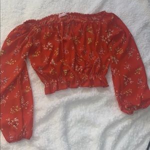 Orange Floral crop top